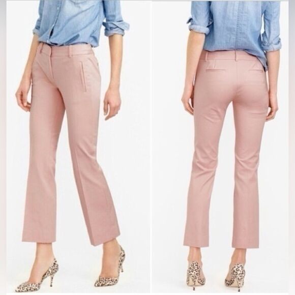 J. Crew Teddie Pants Womens Sz 4 Tall Crop Stretch Flat Front Zip Pockets - Picture 1 of 9